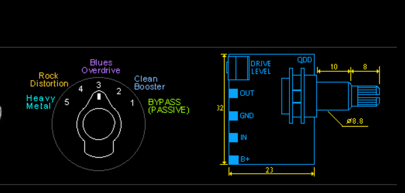 Artec QDD Quadra-Distortion On Board Circuit for Electric Guitar & Bass