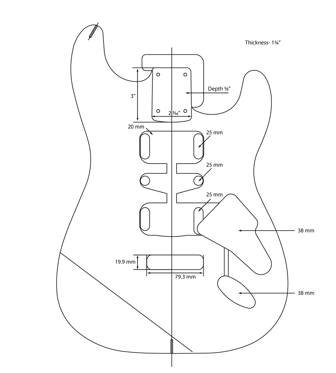 AE Guitars® S-Style Alder Replacement Guitar Body Miami Blue