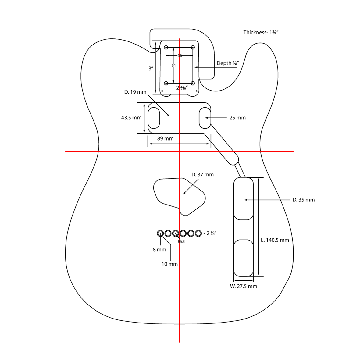 AE Guitars® T-Style Alder Replacement Guitar Body Sangria Red