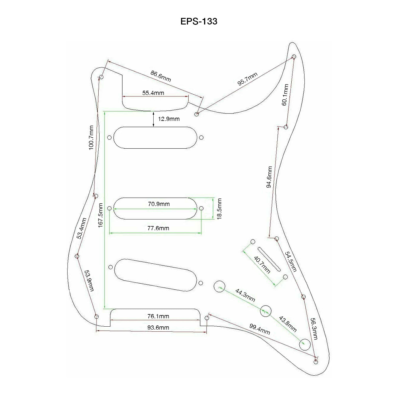 AE Guitars® SSS Strat 3-PLY B/W/B Black Pickguard