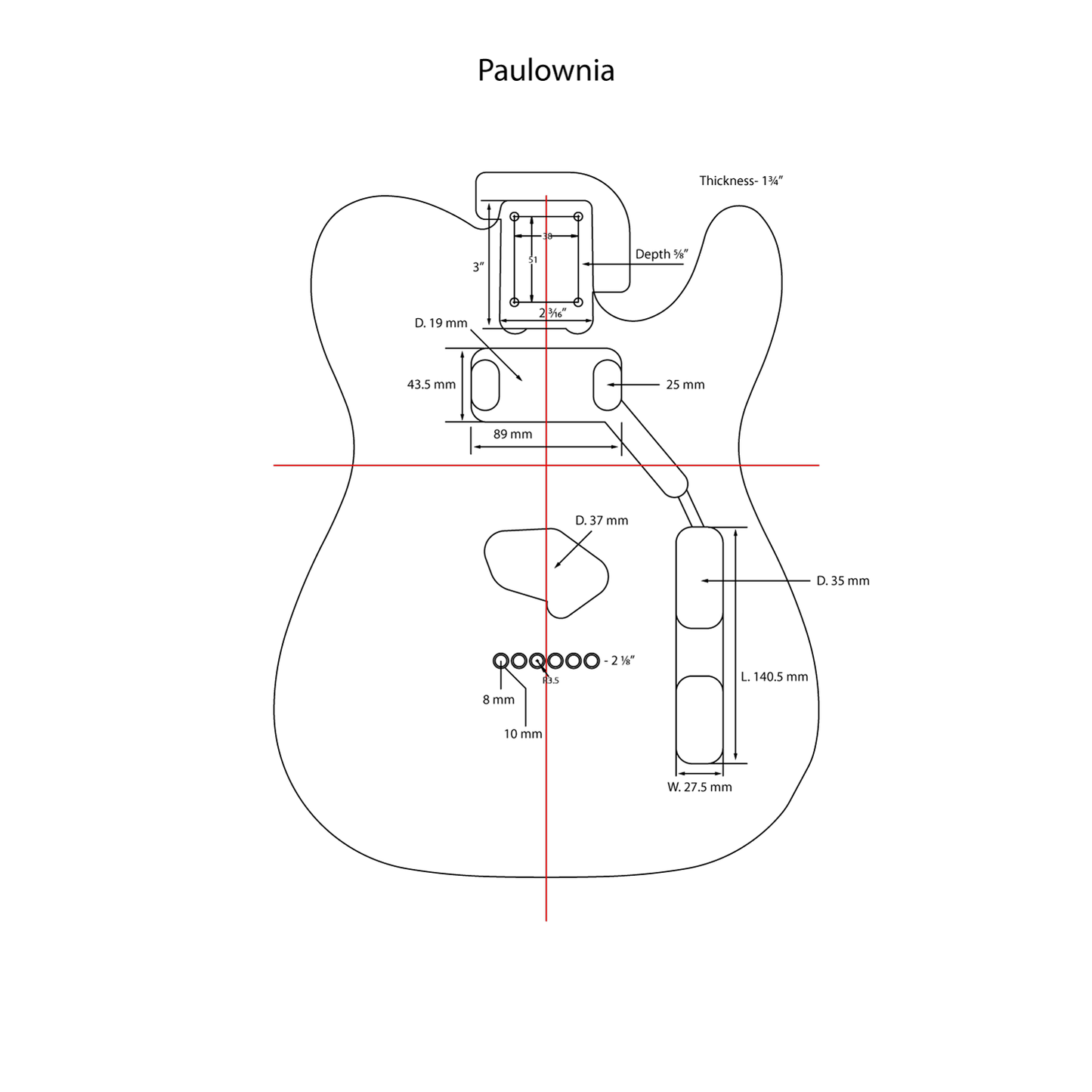 AE Guitars® T-Style Paulownia Replacement Guitar Body Sunburst