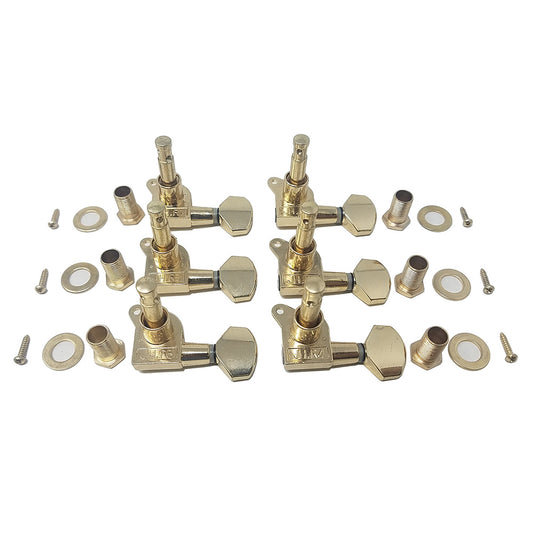 Wilkinson Gold Flat Sided Mini Button 3+3 or 6 Line Tuning Pegs