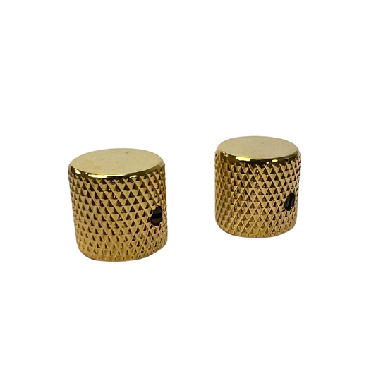Set Of 2 Gold Barrel Style Dome Topped Control Knobs
