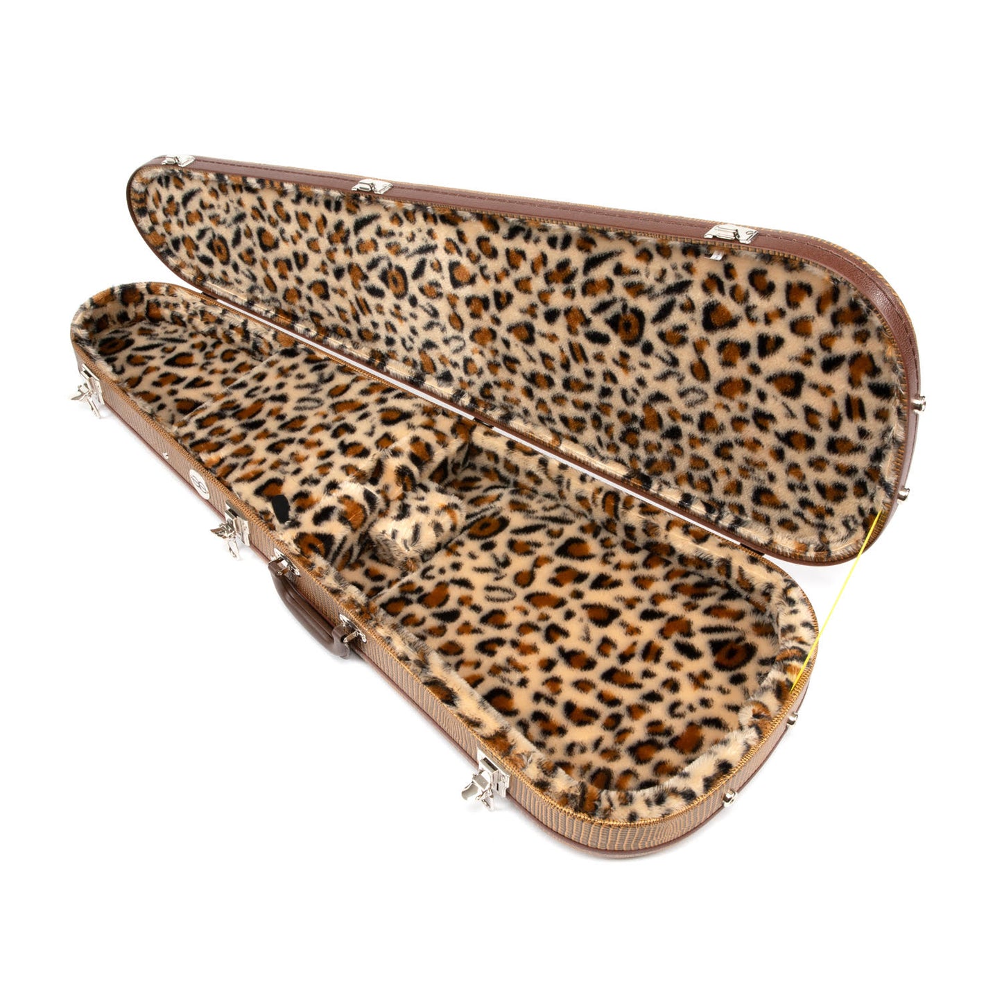 Teardrop Alligator Brown Guitar Case with Leopard Soft Plush
