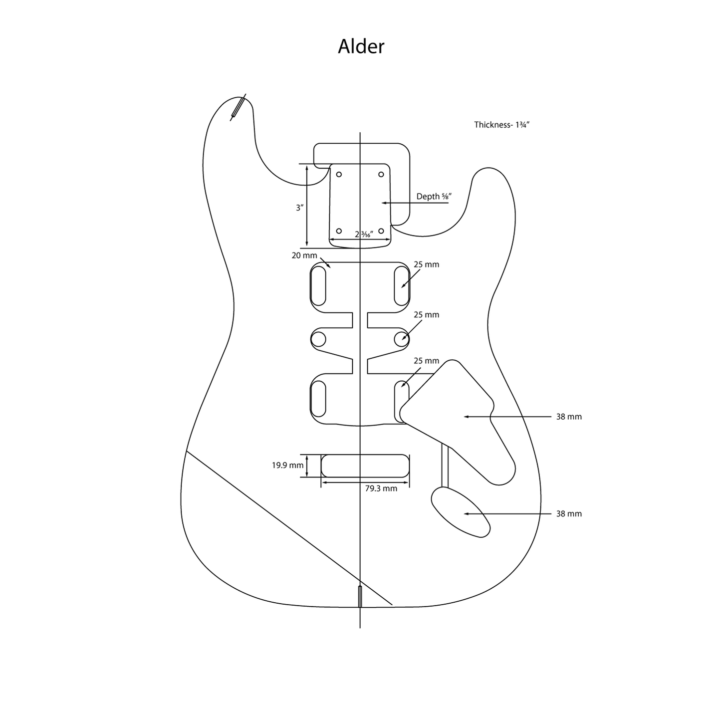 AE Guitars® S-Style Alder Replacement Guitar Body Seafoam Green