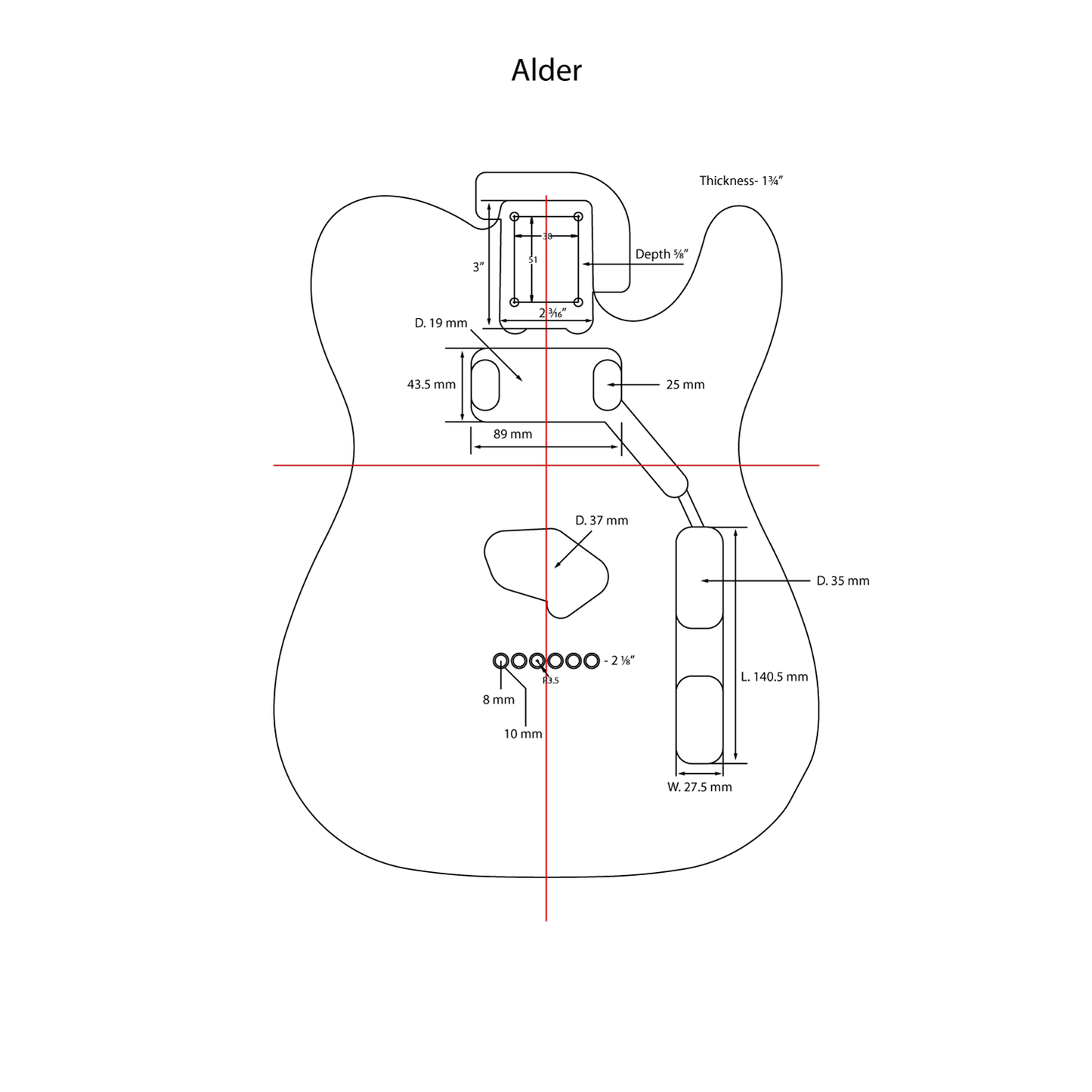 AE Guitars® T-Style Alder Replacement Guitar Body Gold Flake