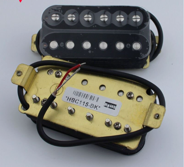 BRAND • Artec HIVB Invader Style Uncovered Adjustable Hexagonal Poles Ceramic Humbucker Electric Guitar Neck Bridge Pickup Set Zebra 27