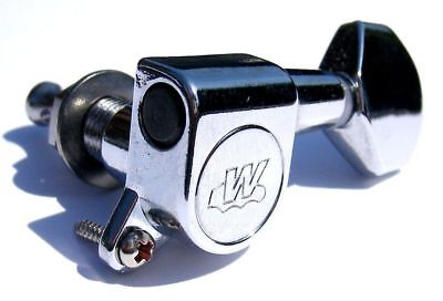 Wilkinson Chrome Flat Sided Mini Button 6 Line Reverse Tuning Pegs