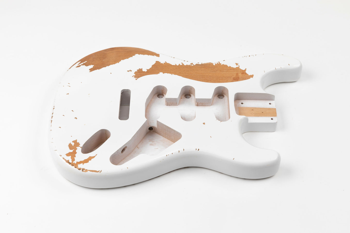 AE Guitars® S-Style Alder Replacement Guitar Body Relic Nitro Top Antique White - Antique White