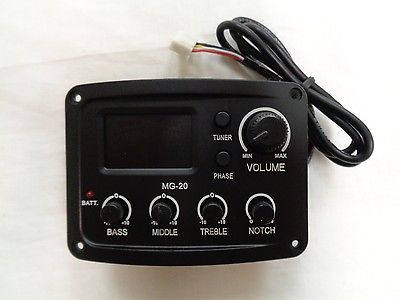 MINGS MG-20 Preamp 3 Band EQ with LCD Tuner Piezo Pickup for Acoucstic Guitar