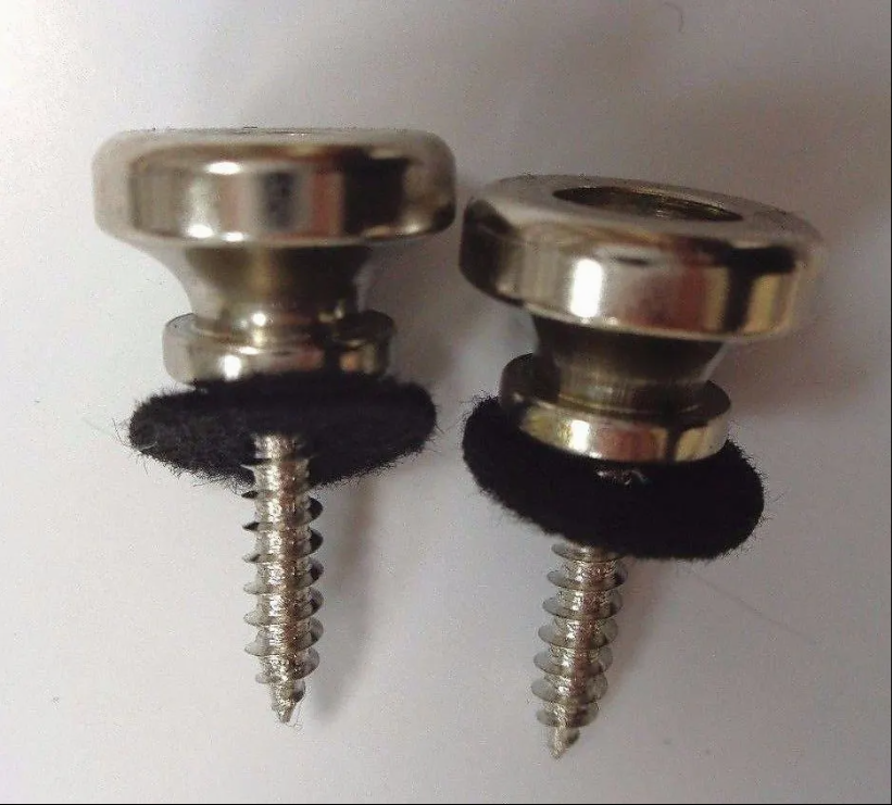 Chrome Guitar Strap Buttons with Washers & Screws