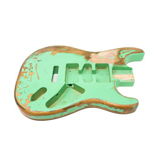 AE Guitars® S-Style Alder Replacement Guitar Body Relic Nitro Top Seafoam Green