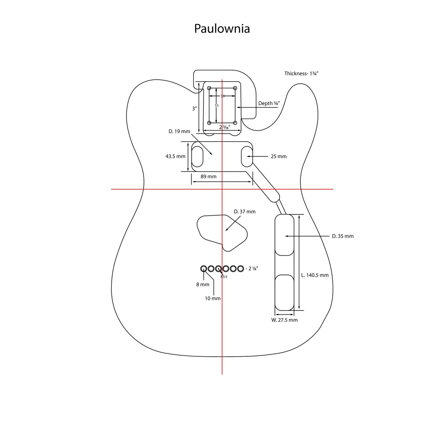 AE Guitars® T-Style Paulownia Replacement Guitar Body Royal Yellow