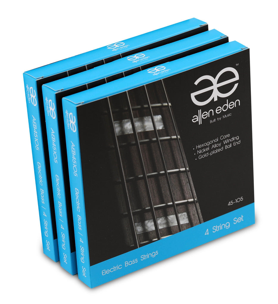 Allen Eden Electric Bass Strings 4 String 45-105 3 Pack
