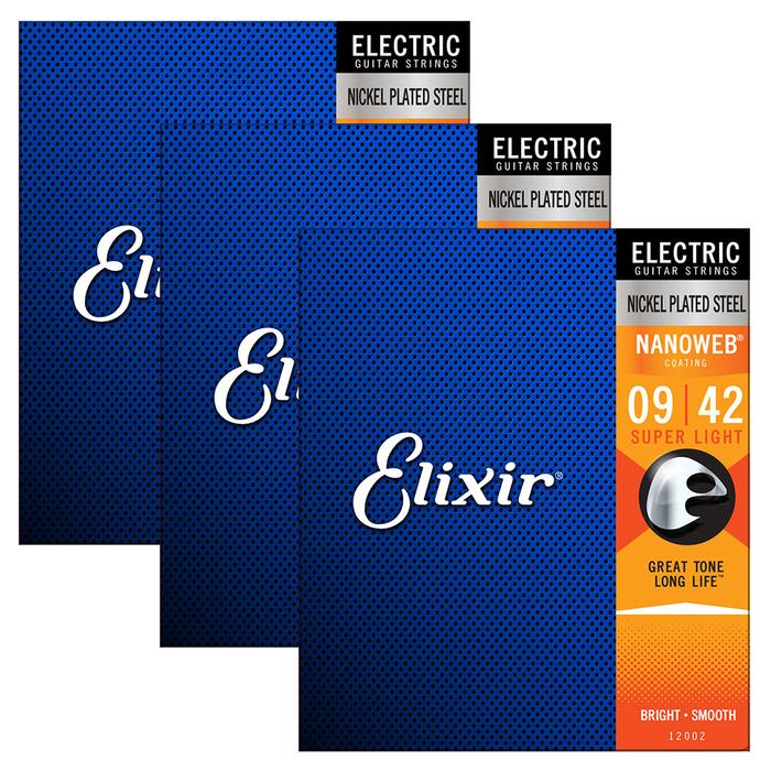 Elixir 12002 Super Light Electric Strings (9-42) 3 Pack
